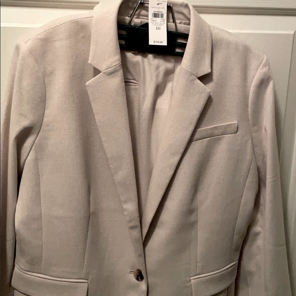 Ann Taylor pantsuits (2) tan & grey